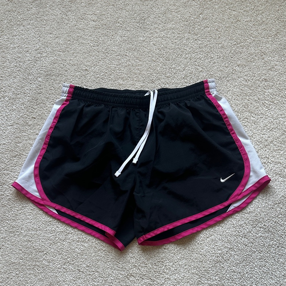 Nike Women's Black Shorts with Pink Trim
